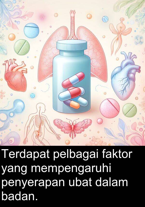 mempengaruhi: Terdapat pelbagai faktor yang mempengaruhi penyerapan ubat dalam badan.