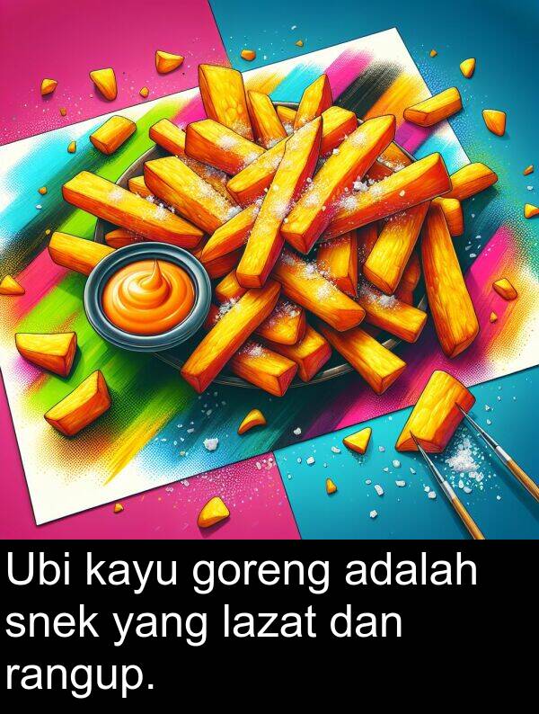 snek: Ubi kayu goreng adalah snek yang lazat dan rangup.