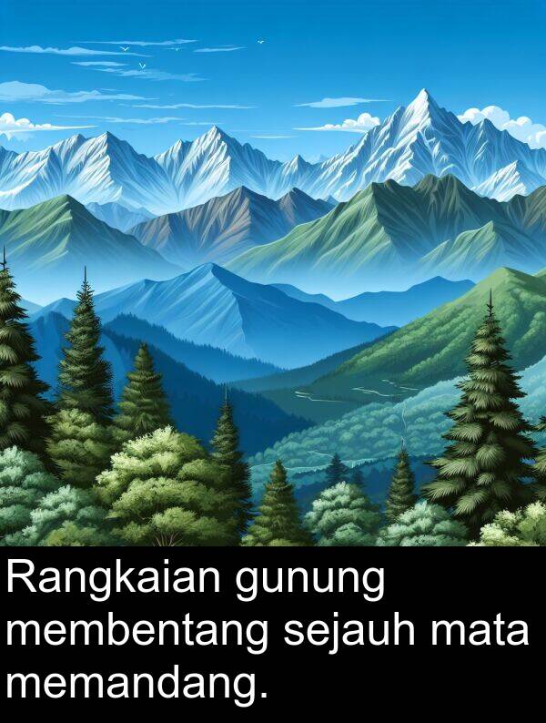 sejauh: Rangkaian gunung membentang sejauh mata memandang.