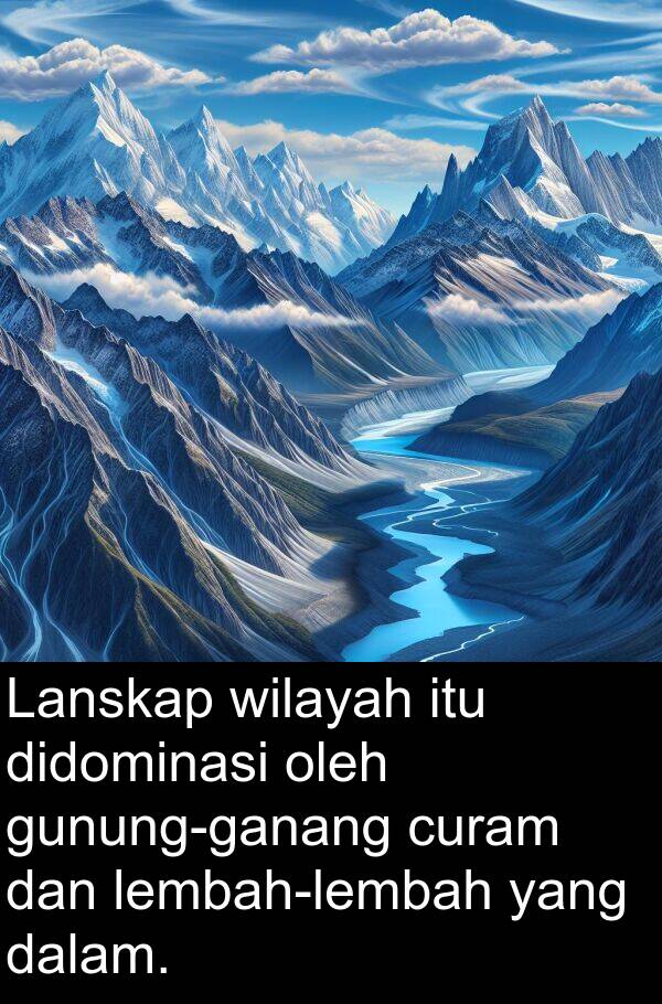 wilayah: Lanskap wilayah itu didominasi oleh gunung-ganang curam dan lembah-lembah yang dalam.