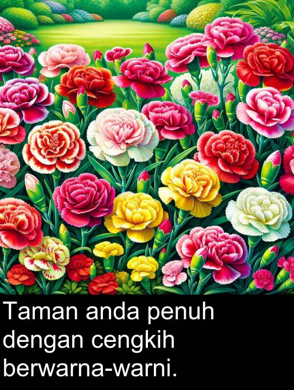 penuh: Taman anda penuh dengan cengkih berwarna-warni.