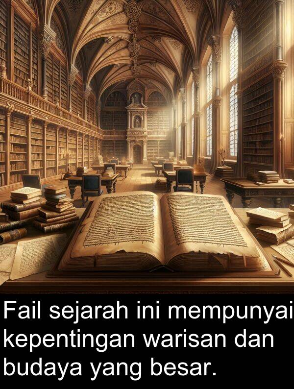 kepentingan: Fail sejarah ini mempunyai kepentingan warisan dan budaya yang besar.