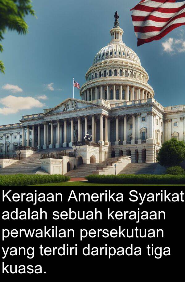 persekutuan: Kerajaan Amerika Syarikat adalah sebuah kerajaan perwakilan persekutuan yang terdiri daripada tiga kuasa.