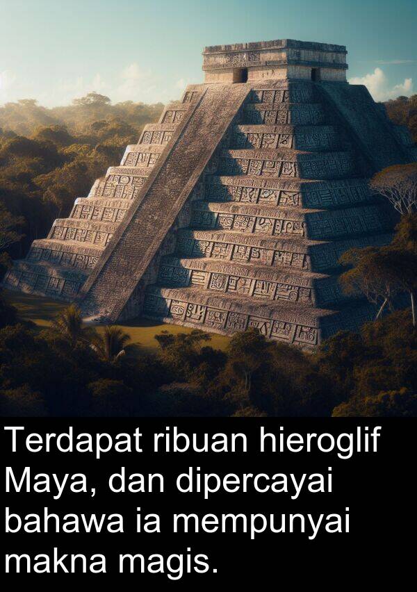 bahawa: Terdapat ribuan hieroglif Maya, dan dipercayai bahawa ia mempunyai makna magis.
