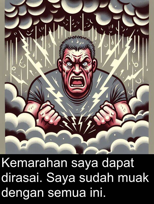 muak: Kemarahan saya dapat dirasai. Saya sudah muak dengan semua ini.