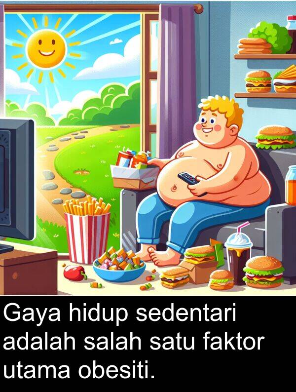 utama: Gaya hidup sedentari adalah salah satu faktor utama obesiti.
