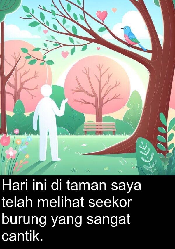 seekor: Hari ini di taman saya telah melihat seekor burung yang sangat cantik.