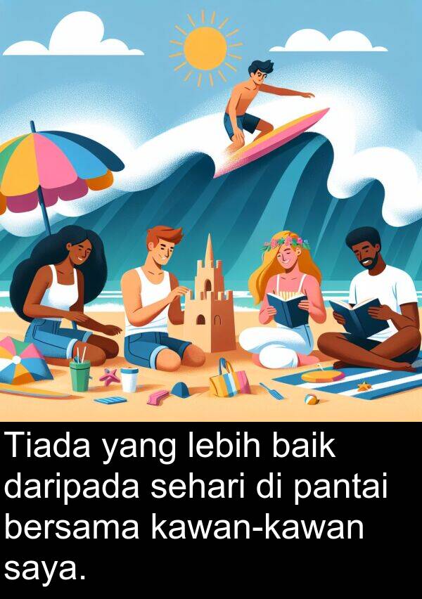 bersama: Tiada yang lebih baik daripada sehari di pantai bersama kawan-kawan saya.