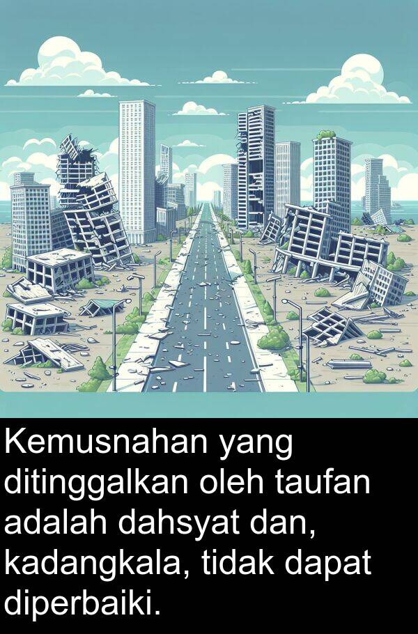diperbaiki: Kemusnahan yang ditinggalkan oleh taufan adalah dahsyat dan, kadangkala, tidak dapat diperbaiki.