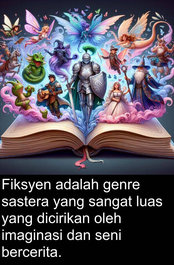 dicirikan: Fiksyen adalah genre sastera yang sangat luas yang dicirikan oleh imaginasi dan seni bercerita.
