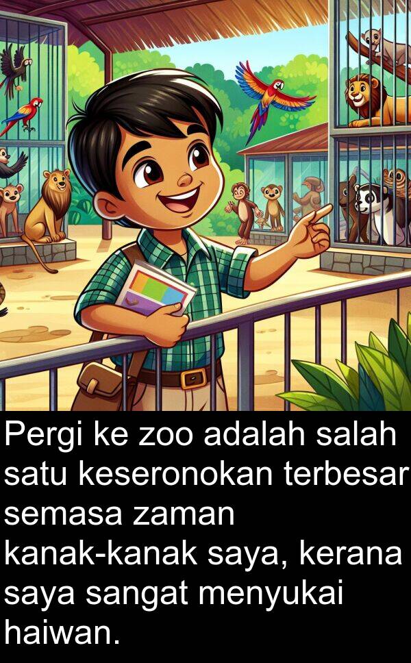 menyukai: Pergi ke zoo adalah salah satu keseronokan terbesar semasa zaman kanak-kanak saya, kerana saya sangat menyukai haiwan.