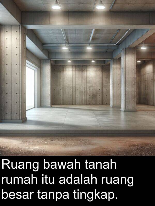 rumah: Ruang bawah tanah rumah itu adalah ruang besar tanpa tingkap.