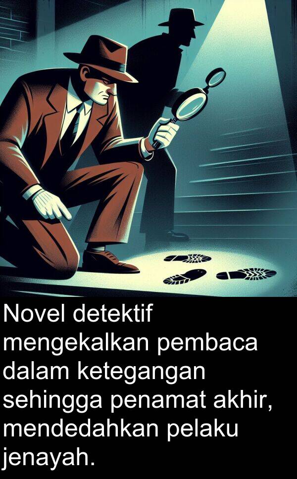 pelaku: Novel detektif mengekalkan pembaca dalam ketegangan sehingga penamat akhir, mendedahkan pelaku jenayah.