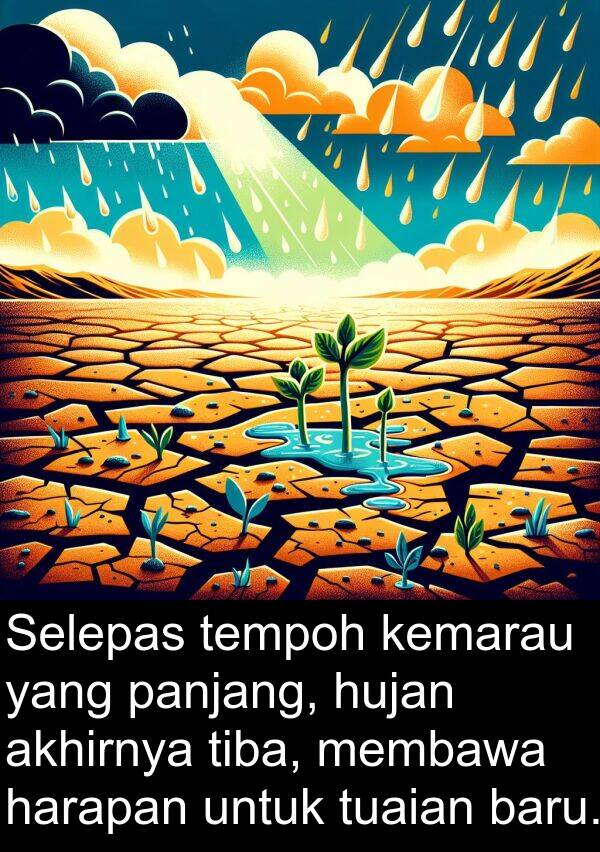akhirnya: Selepas tempoh kemarau yang panjang, hujan akhirnya tiba, membawa harapan untuk tuaian baru.