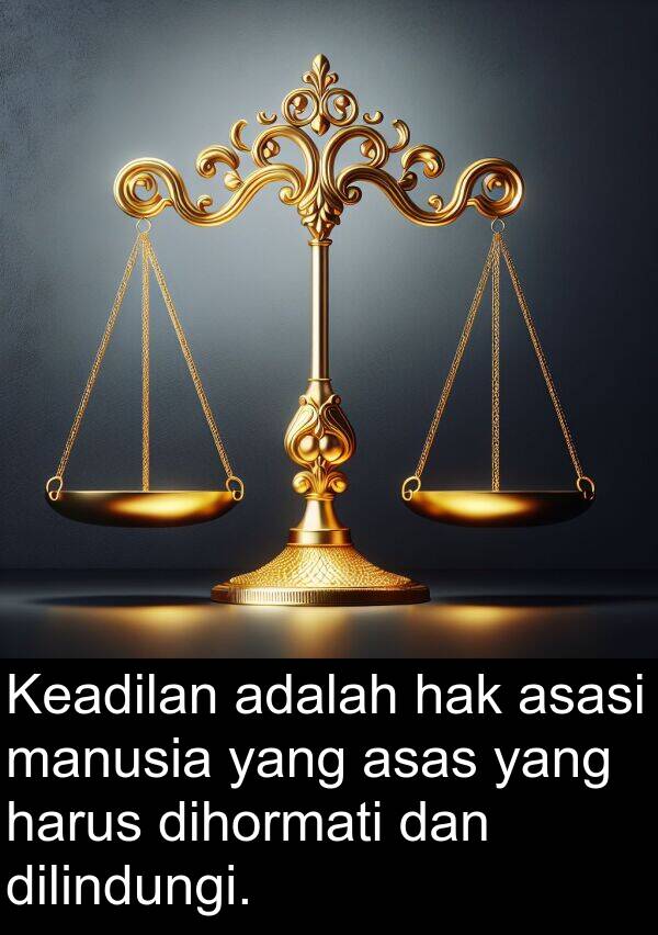 dilindungi: Keadilan adalah hak asasi manusia yang asas yang harus dihormati dan dilindungi.