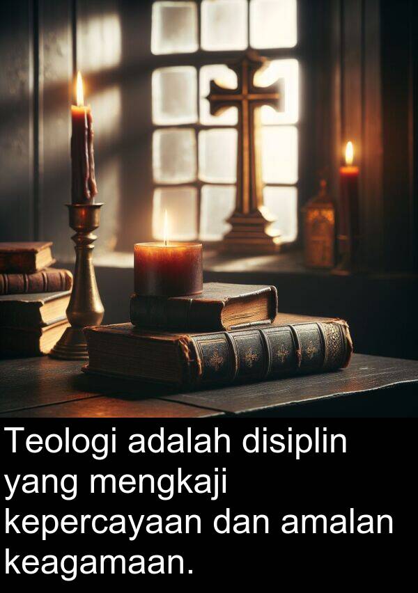 mengkaji: Teologi adalah disiplin yang mengkaji kepercayaan dan amalan keagamaan.