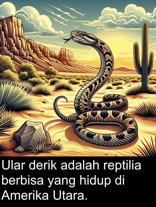 derik: Ular derik adalah reptilia berbisa yang hidup di Amerika Utara.