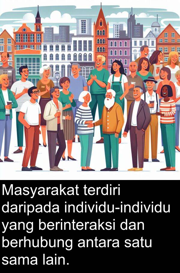 sama: Masyarakat terdiri daripada individu-individu yang berinteraksi dan berhubung antara satu sama lain.