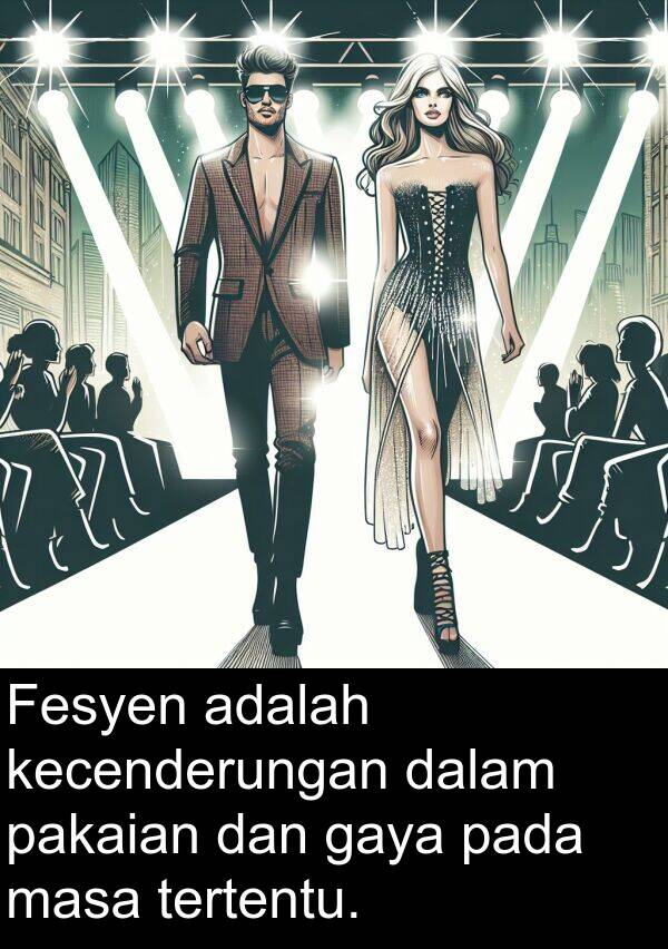 tertentu: Fesyen adalah kecenderungan dalam pakaian dan gaya pada masa tertentu.