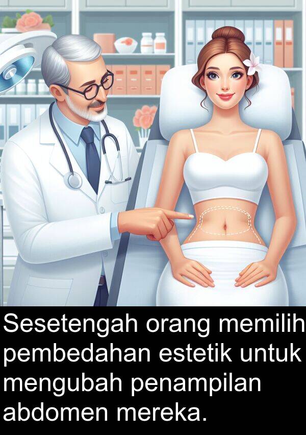 mengubah: Sesetengah orang memilih pembedahan estetik untuk mengubah penampilan abdomen mereka.