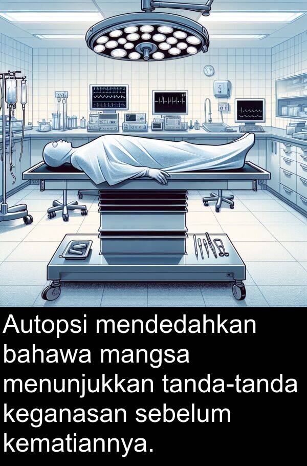 mendedahkan: Autopsi mendedahkan bahawa mangsa menunjukkan tanda-tanda keganasan sebelum kematiannya.