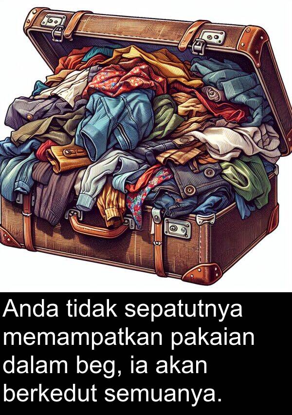 berkedut: Anda tidak sepatutnya memampatkan pakaian dalam beg, ia akan berkedut semuanya.