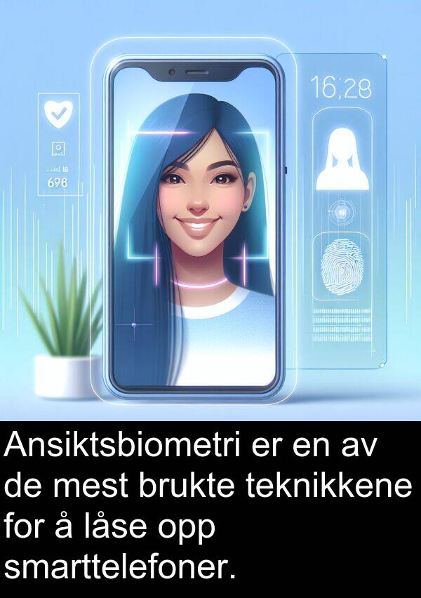 mest: Ansiktsbiometri er en av de mest brukte teknikkene for å låse opp smarttelefoner.