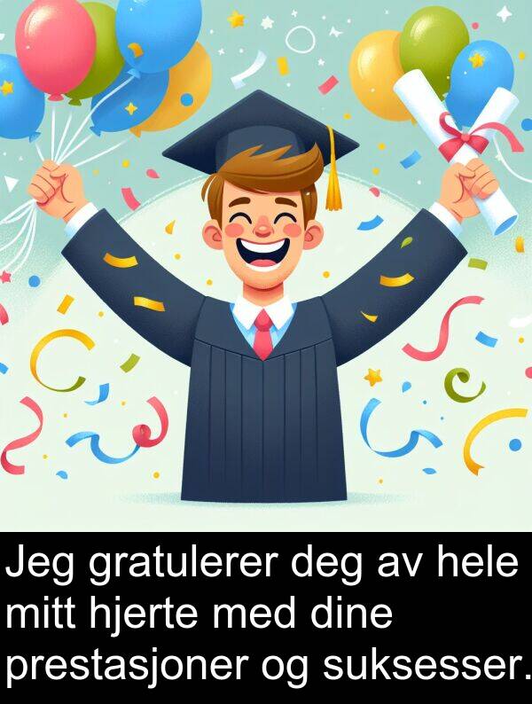 dine: Jeg gratulerer deg av hele mitt hjerte med dine prestasjoner og suksesser.