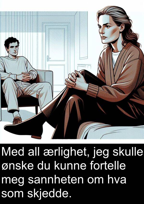 sannheten: Med all ærlighet, jeg skulle ønske du kunne fortelle meg sannheten om hva som skjedde.