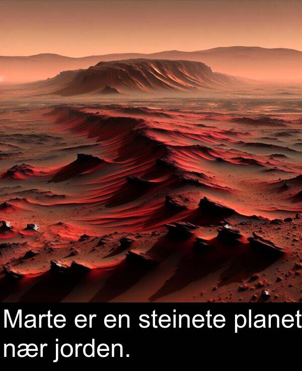 planet: Marte er en steinete planet nær jorden.