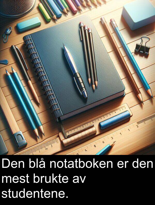 studentene: Den blå notatboken er den mest brukte av studentene.