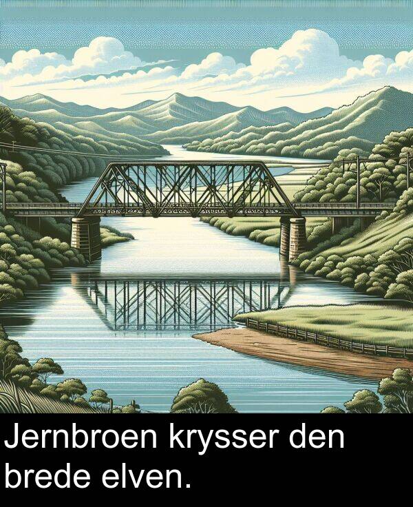 brede: Jernbroen krysser den brede elven.