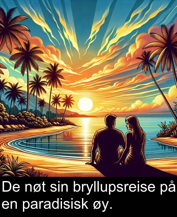 sin: De nøt sin bryllupsreise på en paradisisk øy.