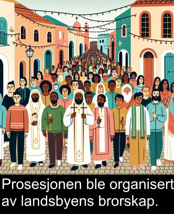 landsbyens: Prosesjonen ble organisert av landsbyens brorskap.
