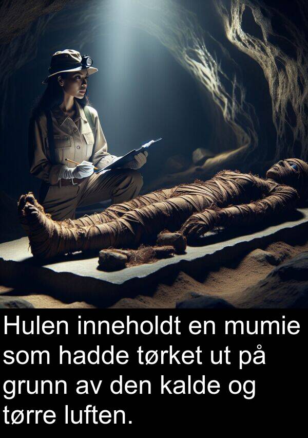 grunn: Hulen inneholdt en mumie som hadde tørket ut på grunn av den kalde og tørre luften.