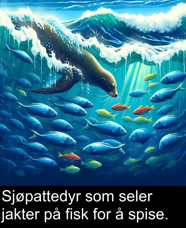 fisk: Sjøpattedyr som seler jakter på fisk for å spise.