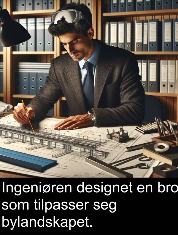 designet: Ingeniøren designet en bro som tilpasser seg bylandskapet.