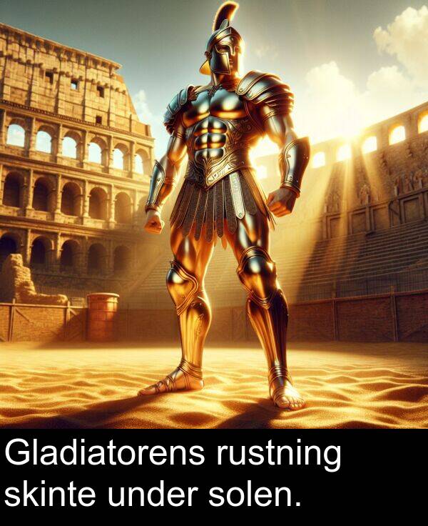 under: Gladiatorens rustning skinte under solen.
