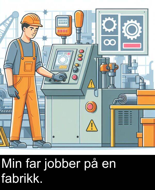 fabrikk: Min far jobber på en fabrikk.