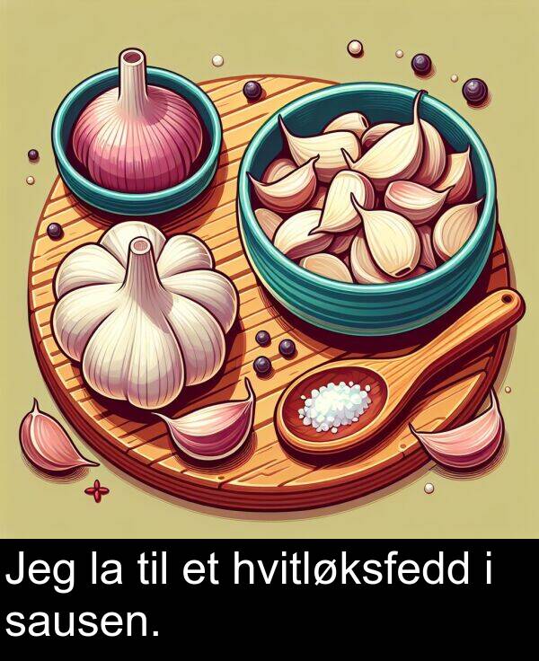 hvitløksfedd: Jeg la til et hvitløksfedd i sausen.
