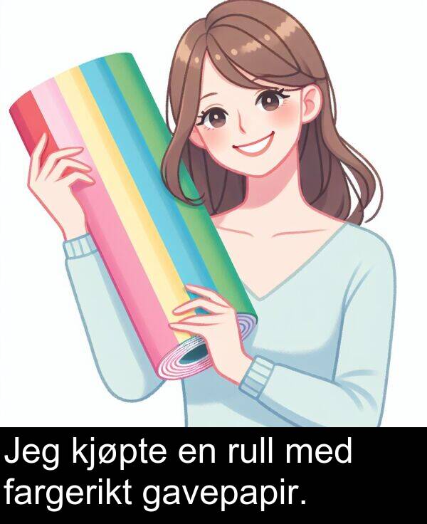 fargerikt: Jeg kjøpte en rull med fargerikt gavepapir.