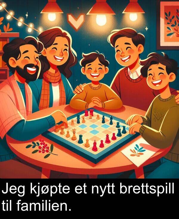 familien: Jeg kjøpte et nytt brettspill til familien.
