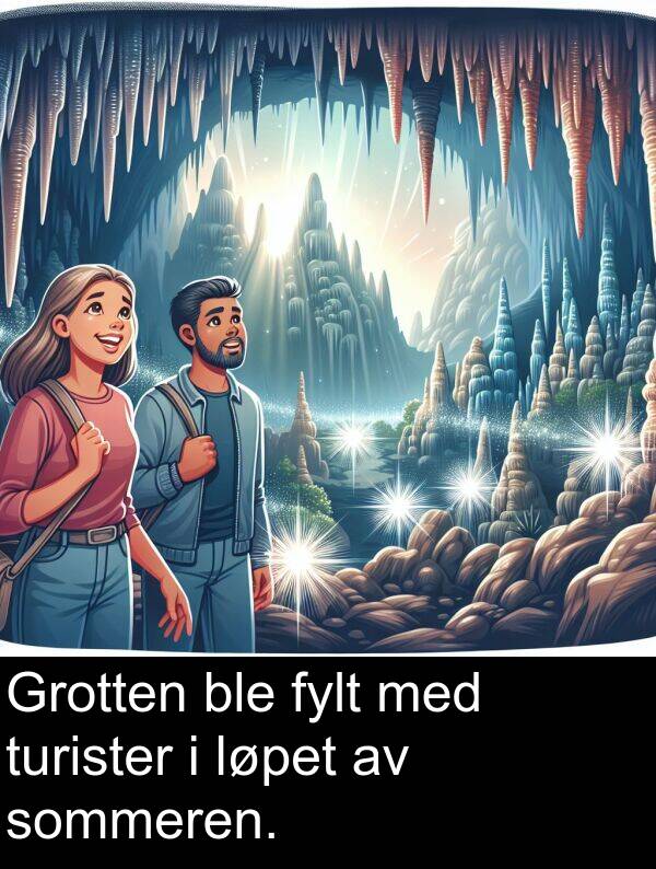sommeren: Grotten ble fylt med turister i løpet av sommeren.