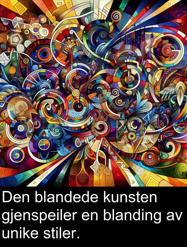 stiler: Den blandede kunsten gjenspeiler en blanding av unike stiler.