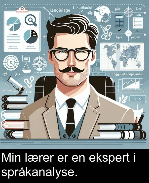 språkanalyse: Min lærer er en ekspert i språkanalyse.