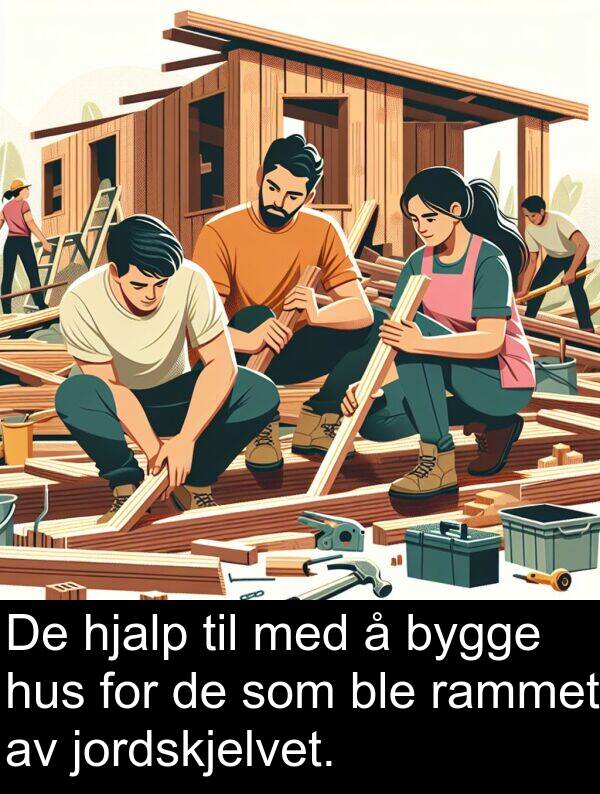 rammet: De hjalp til med å bygge hus for de som ble rammet av jordskjelvet.