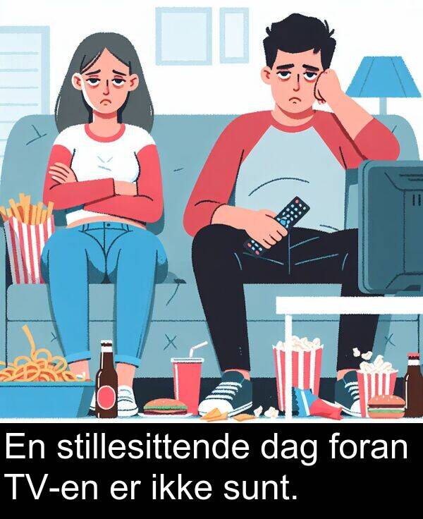 stillesittende: En stillesittende dag foran TV-en er ikke sunt.