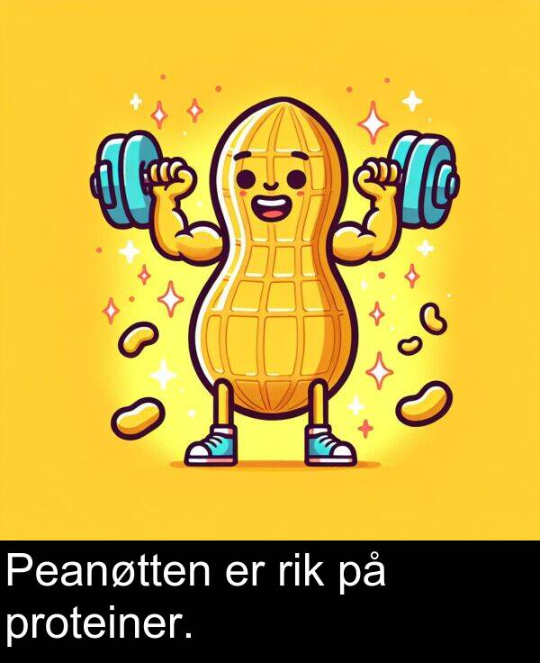 rik: Peanøtten er rik på proteiner.
