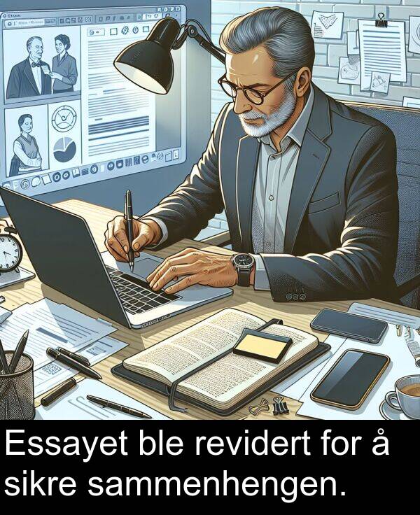 sikre: Essayet ble revidert for å sikre sammenhengen.