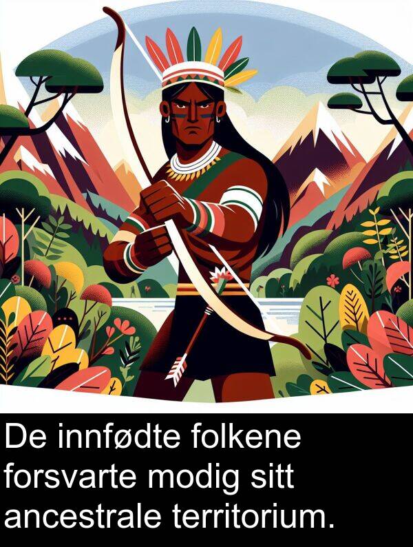 modig: De innfødte folkene forsvarte modig sitt ancestrale territorium.